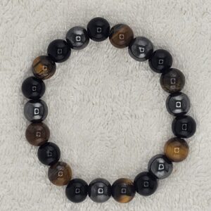 Onyx, Hematite & tiger eye 10cm bracelet